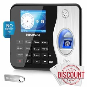 HapAttend Clocking in Machine - Standalone Card Scanner Attendance Machine with 5 RFID Cards