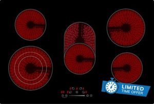 Sovereign AT70CI 70cm Five Zone Ceramic Hob Satin Glass with 99min Time