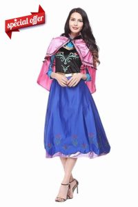 AG FASHION Adult Cosplay Frozen Princess Anna Costume Hollowen Carnival Fancy Party Dress (S-4XL)