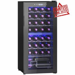 HOMCOM 86L Freestanding Wine Cooler with UV-resistant Tempered Glass Door
