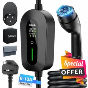 EzGoGo EV Charger Cable Type 2 to 3 Pin Plug 32.81Fr/10M Electric Car Charger 3kW