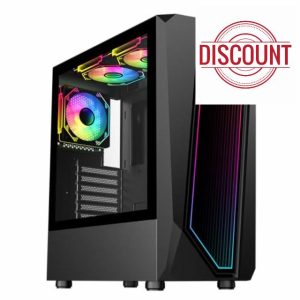 GameMax Time Bandit Black With Infinity Front Panel & Tempered Glass Side Panel ATX PC Gaming Case with 3 x 120mm Infinity PWM Fans & PWM ARGB Hub Included