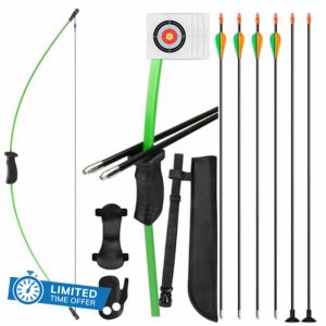 REAWOW Bow And Arrow Set 15 Pounds Recurve Bow Archery Target Practice Bow for Beginners Creative Gifts Outdoor Practice Sports Durable Stable Effective Comprehensive Protection Of Equipme