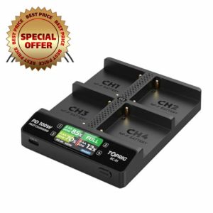 Accsoon Toprig BC-01 PD 100W 4-Channel LCD Display NP-F Battery Charger with Power Detection