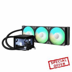 TRYX Panorama 360 ARGB Black 360mm AIO 6.5'' AMOLED Curved Screen 3D Anamorphic Effect Display Customizable AIO Cooler 360mm Asetek 8th Gen 320w TDP ARGB Fan Intel LGA 1851/1700/1200/115X AMD AM5/AM4