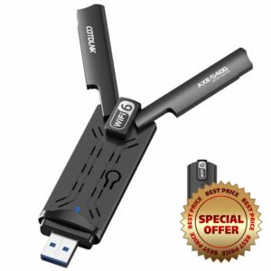 COTDLNK AX5400 USB 3.0 WiFi 6 Adapter USB Network Adapter for Desktop Wireless Gigabit with Tri-Band 2.4G/5G/6G WPA3 Encryption MU-MIMO OFDMA