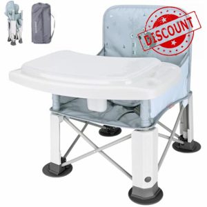 Bebamour Baby Highchair Portable for Outdoor Foldable Booster Seat Toddlers Booster Dining Seat with Removable Tray Feeding Chair with Storage Bag