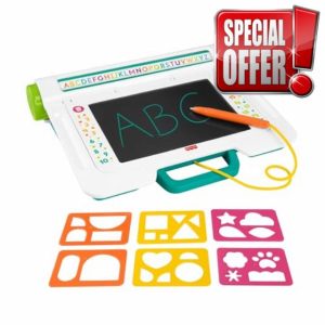 Fisher-Price Preschool Toy Learn & Doodle Desk Mess-Free Writing & Drawing Tablet with LCD Screen for Travel Creative Play Kids Ages 3+ Years