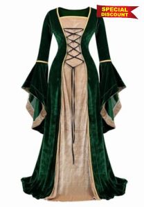 Renaissance Costume Women Medieval Velvet Dress Irish Vintage Victorian Faire Witch Costumes Party Hallowee