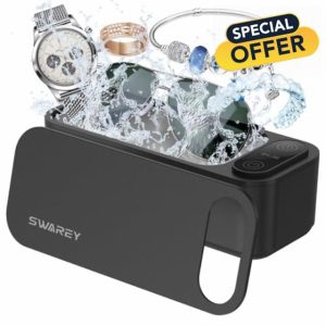 SWAREY 680ML Ultrasonic Cleaner 45000Hz Professional Ultrasonic Jewellery Cleaner with 5 Digital Timer and Watches Stand for Jewelry Glasses Rings Dentures Braces Jewellery Cleaner Ultrasonic Machine