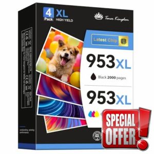 Toner Kingdom 953 XL 953XL Ink Cartridges Multipack Compatible for HP 953XL Ink Cartridges Compatible with HP Officejet Pro 7720 7740 7730 8710 8720 8210 8715 8725 8730 (Black Cyan Magenta Yellow)