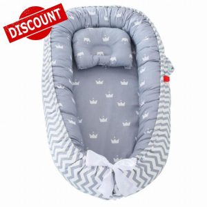 CNAFGBGG Baby Nest with Pillow Cotton Ergonomic 0-3 Age Breathable Portable Baby Nest Pod Detachable Washable Zip Lifting Handle Print Lounger with Strap Type6.