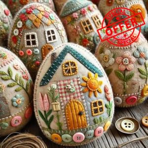 Patchwork Felt Egg House DIY Kit - Easter Craft Decor
