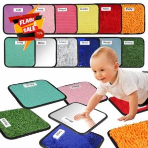 MOTGOM 12 Labeled Sensory Mats - Textured Sensory Tiles