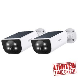 AOQEE Solar Security Camera Outdoor Wireless - 2K Battery Operated CCTV Camera Systems