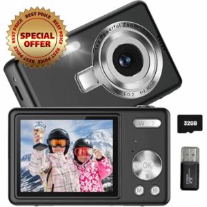 Digital Camera 1080P 44MP Digital Compact Cameras with 32GB Card Simple Digital Camera with Anti-shake