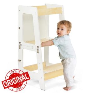 Youyijia 3-in-1 Toddler Learning Tower Kids Step Stool & Mini Desk with Safety Rail