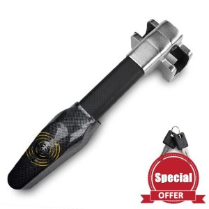 Steering Wheel Lock with Alarm by Retractable Steering Lock Car Lock Anti-Theft Device for All Cars