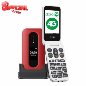Doro Leva L30 Unlocked Mobile Phone for Seniors – External Display for Call Identification – Powerful HD Sound – Camera – Assistance Button with GPS – Flip Phone Without Internet (Red)