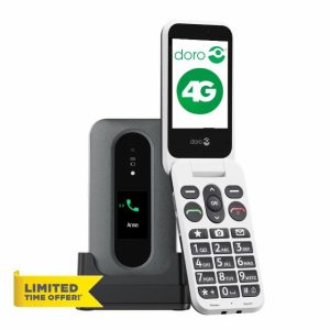 Doro Leva L30 Unlocked mobile phone for seniors – External display for call identification – Powerful HD sound – Camera – Assistance button with GPS – Flip phone without internet (Graphite)