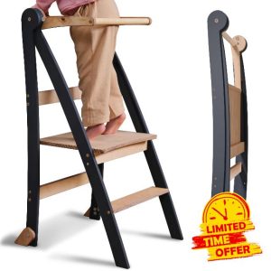 Wooden Montessori Learning Tower Space-Saving: Foldable Learning Tower