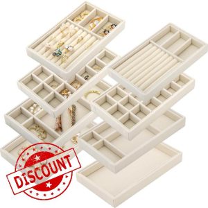 Elsjoy Set of 8 Velvet Jewelry Tray