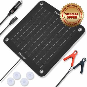 Cosmic Technologies UK - Upgraded 2024 10W 12V Solar Trickle Car Battery Charger Car Battery Maintainer