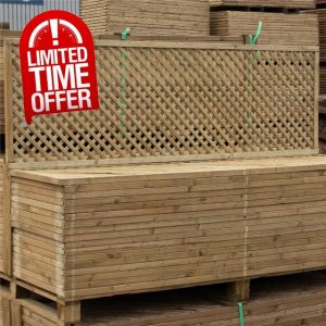 Premier Diamond Elite Chamford Smooth-Planed Lattice Trellis Pressure Treated Fence Topper Panel or Wall Climber Width: 6ft (183cm) x Height: 2ft (60cm | 600mm) Privacy 20mm x 20mm Hole Desig
