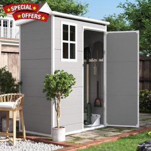 Amopatio Outdoor Resin Storage Shed 5x3 FT