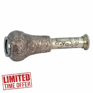 THE Unltd India Telescope with Leather Grip | Functional Vintage Brass Nautical Antique Telescope | Handmade Spyglass & Collectible Decor | KELVIN & HUGHES LONDON
