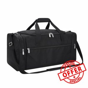 LONALIA Gym Sports Holdall Duffle Bags for Men - 21 inch Weekend Overnight Bag with Shoulder Strap (Black)