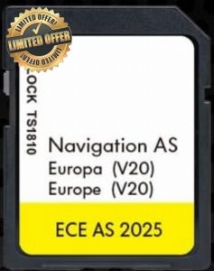 SD Map GPS Navigation Europe - v20 ECE 2025 - Compatible with Volkswagen VW Discovery Media 2 MIB2 - AS Navigation - 32GB