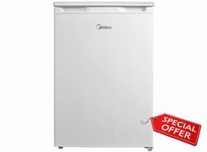 Midea MDRD168FGE01 55.3cm Undercounter Fridge with Ice Box Freestanding Reversible Door Mechanical Control 113L White            [Energy Class E]