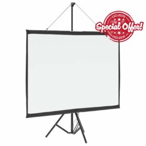 idaxl 72 Inch Projection Screen - 4:3 Aspect Ratio - Tripod Stand - Matte White Polyester - Portable & Stable