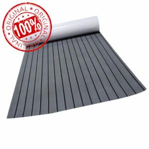 BESPORTBLE EVA Non Slip Cushion Floor Safety Mat for Yacht Deck Durable 240x90cm Ground Pad Dark Grey with Black Lines Ideal for Boat Flooring and Decking Solutions