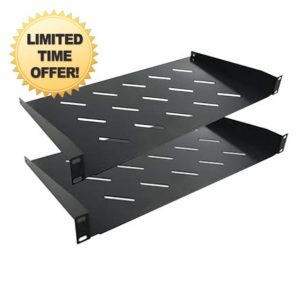 DYNAMODE CAB SHELF 19" Universal Vented Rack Mount Shelf Depth Network Data server Cabinet Equipment (Pack of 2)25cm deep Heavy Duty Steel Rack shelf - Weight Capacity 25kg - (CABSHELF-FE-250X2PCS)