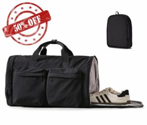 aji Sports Gym Bag Travel Duffel Bag Foldable Overnight Weekend Bags with Shoes Compartment for Men Women