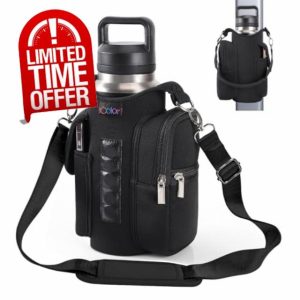 icolor Gym Magnetic Bag Water Bottle Carrier Holder with Strap & Phone Pockets