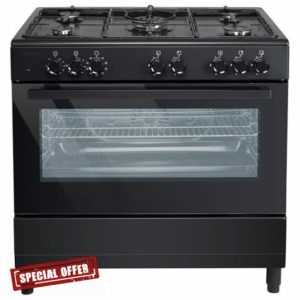 electriQ 90cm Single Cavity Dual Fuel Range Cooker - Black