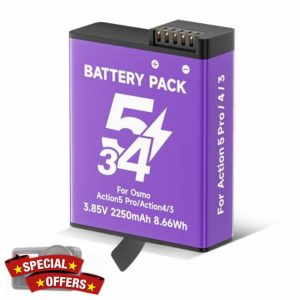CITYORK 2250 mAh Replacement Battery for DJI Osmo Action 5 Pro/Osmo Action 4/ Action 3 Extreme Battery