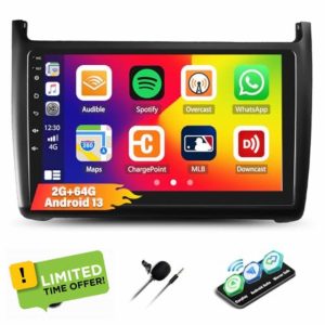 CAMECHO 2G+64G 9 Inch Android 13 Car Stereo for VW Polo 2011 2012 2013 2014 2015 2016