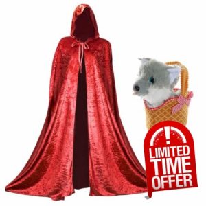 Ladies Red Riding Hood Accessory Set - Red Velour Cape