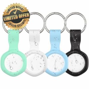 Air Tag Tracker with Waterproof Case-4 Pack White (4-color Silicon Case)