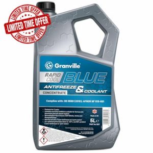 Granville Rapid Cool Blue Antifreeze & Coolant – 5L | Engine Coolant Long Engine Protection | Monoethylene Glycol-Based Coolant | BS: 6580:2010 Compliant | Aluminium Engine Safe Anti-Freeze