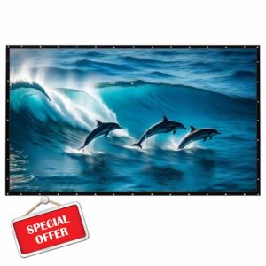 INMOZATA Foldable Projector Screen 100 Inch/203x152cm Wall & Ceiling Projector Screen with PVC Black Backing