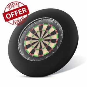 Dart Board Surround Ring With Built in LED Dart Board Lighting System | Impenetrable Black Foam Wall Protector to Fit All Dart Boards | Darts Accessory by Wild Dog™ | UK Brand