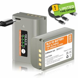 Mspalocell BLX-1 Battery USB-C 2600 mAh Replacement Battery for Olympus OM-1 / BLX-1