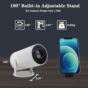 4K 1080P Support Portable Projector with WiFi 6 BT5.0