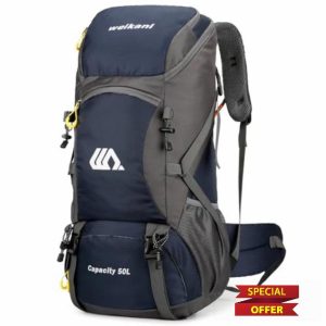 Ezmina 50L Hiking Backpack Waterproof Camping Backpack Hiking Daypack Travelling Backpack for Men and Women Large Rucksack for Climbing Travel Touring Skiing Trekking Outdoor Spo