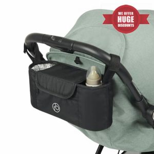 Ickle Bubba Universal Buggy Organiser (Black) – Spacious Storage Bag for Bottles